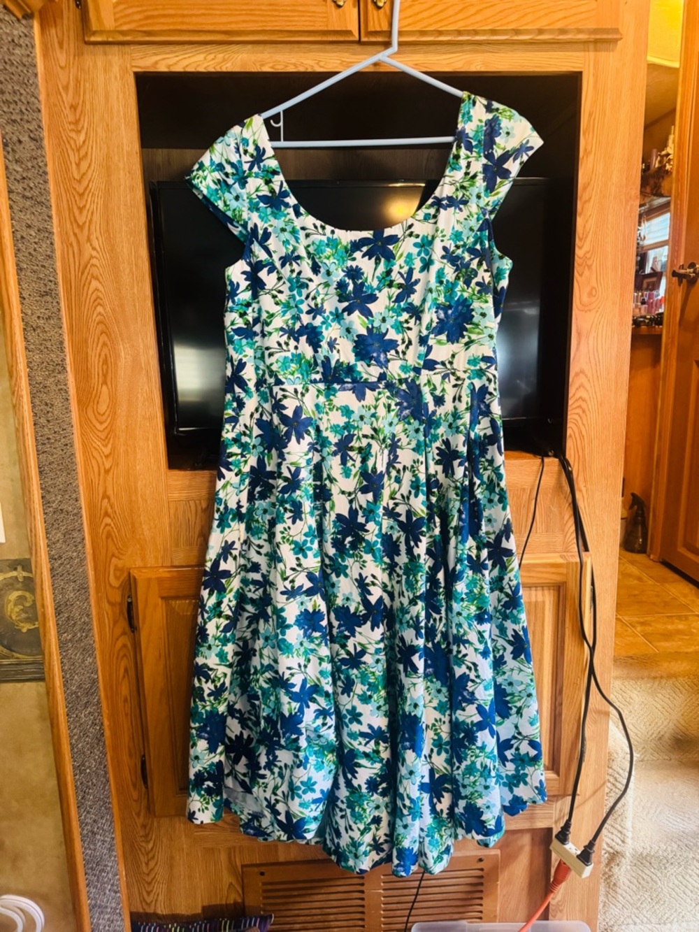 Calvin Klein Blue & Green Floral Midi Dress